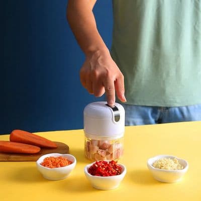 USB Rechargeable Mini Portable Vegetable Blender – Stainless Steel Blade Electric Vegetable Chopper