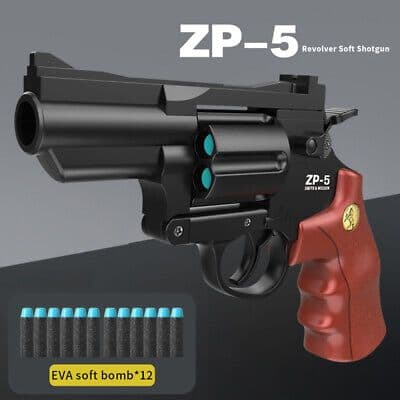 The Premium Quality ZP-5 Soft Bullet Toy Gun features a durable hard plastic body, ensuring longevity and resilience during play. It typically includes a magazine for easy reloading of soft foam bullets, promoting safe and fun play.
